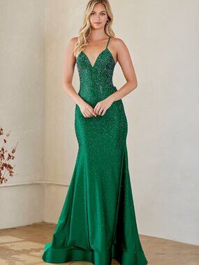 NEW EMERALD_GREEN Wedding Dress Floor Length Formal Elegant Stunning 3018